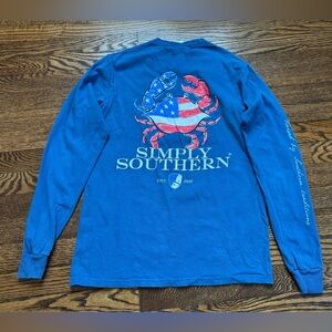 Simply Southern Blue Crab Graphic Long Sleeve Shirt Small